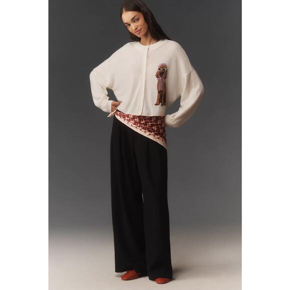 nwt by ANTHROPOLOGIE sz 1X The Goldie Cashmere blend cardigan dog edition - Picture 3 of 5